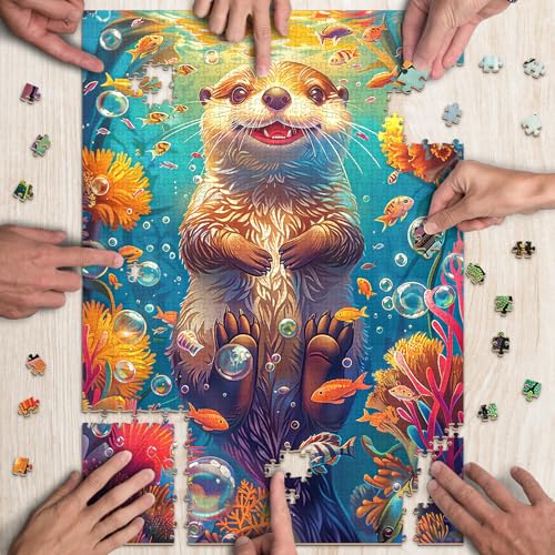 Fantasy Otter 1000 Piece Wooden Jigsaw Puzzle for Adults - Aeekdook