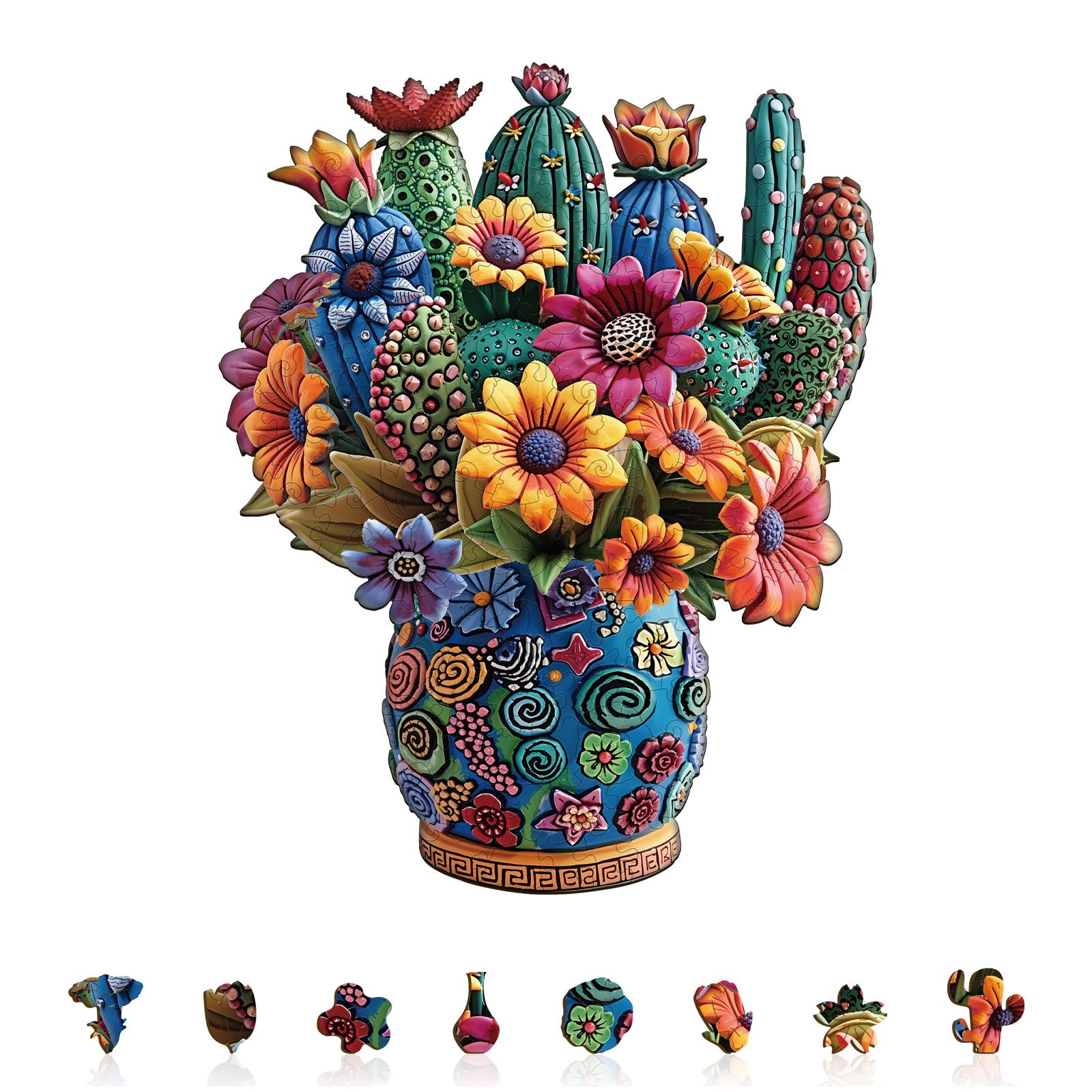 Blooming Cactus Wooden Puzzles for Adults
