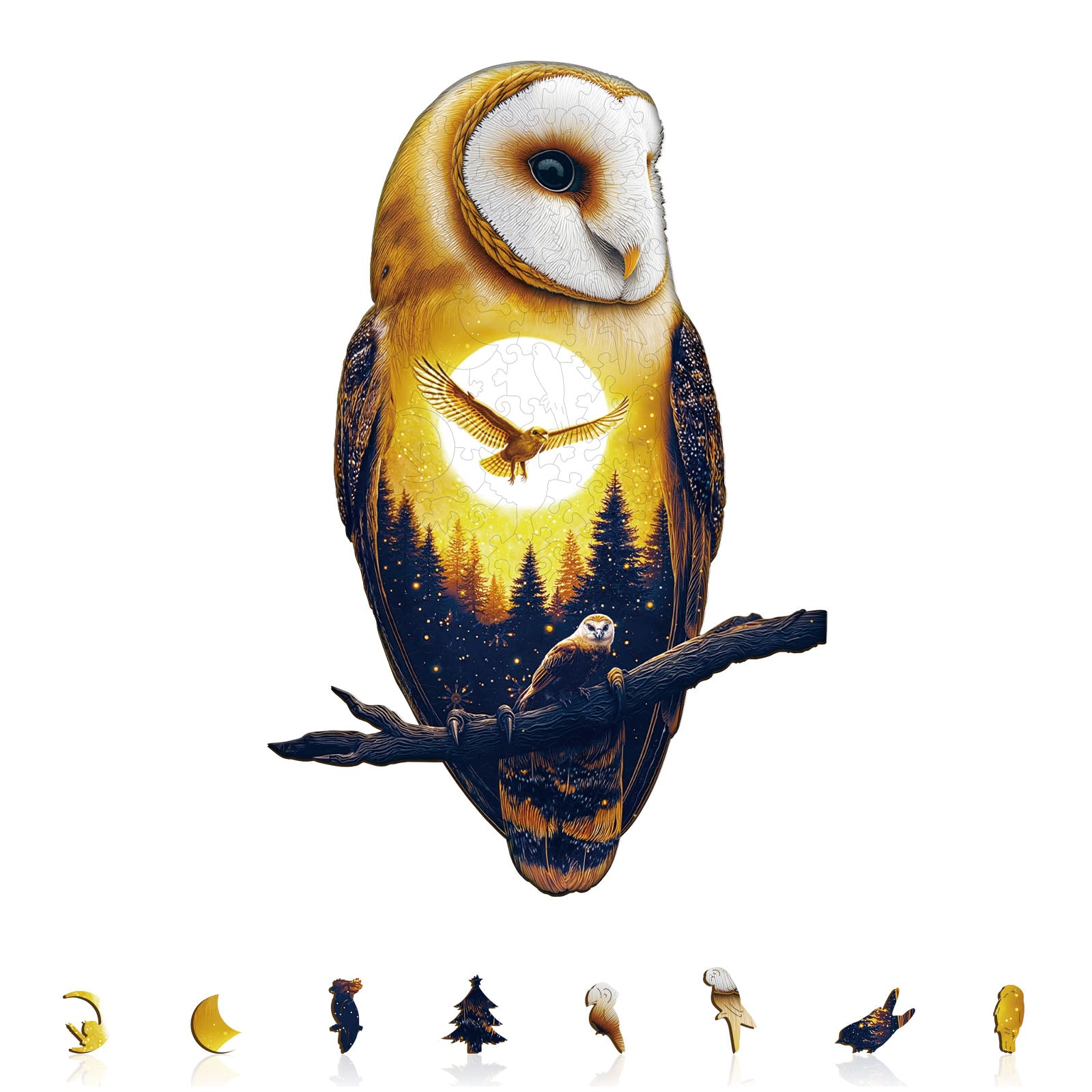 Moonlight Snow Owl Wooden Jigsaw Puzzles for Adults - Aeekdook