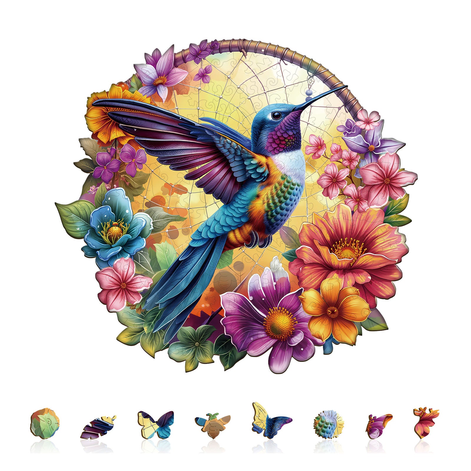 Dreamcatcher Hummingbird Wooden Jigsaw Puzzles for Adults - Aeekdook