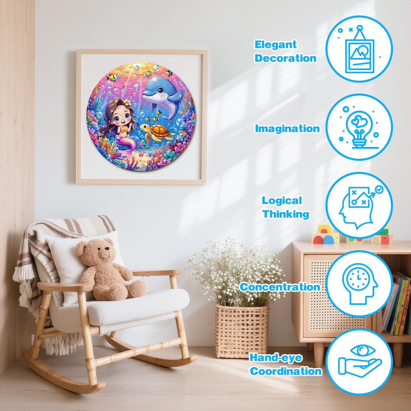 Fairy Ocean Mermaid Wooden Puzzle Enchanting Undersea Jigsaw - Aeekdook