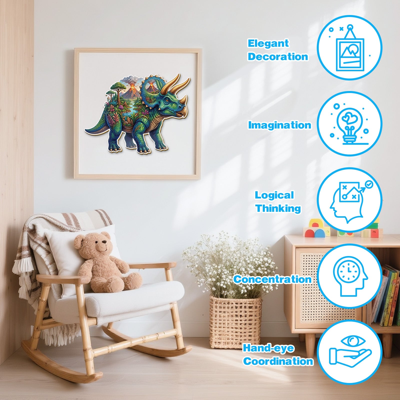 Fantasy Triceratops 28 Piece Kids Wood Puzzle