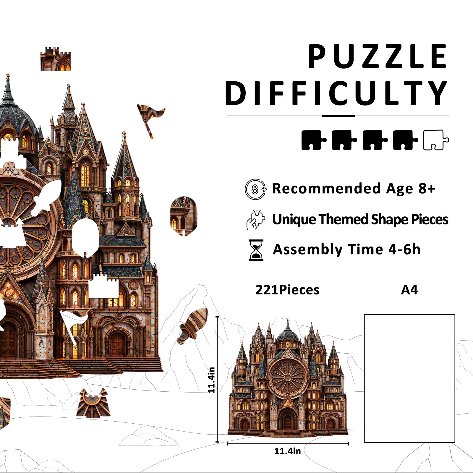 Gothic Church Wooden Puzzles for Adults
