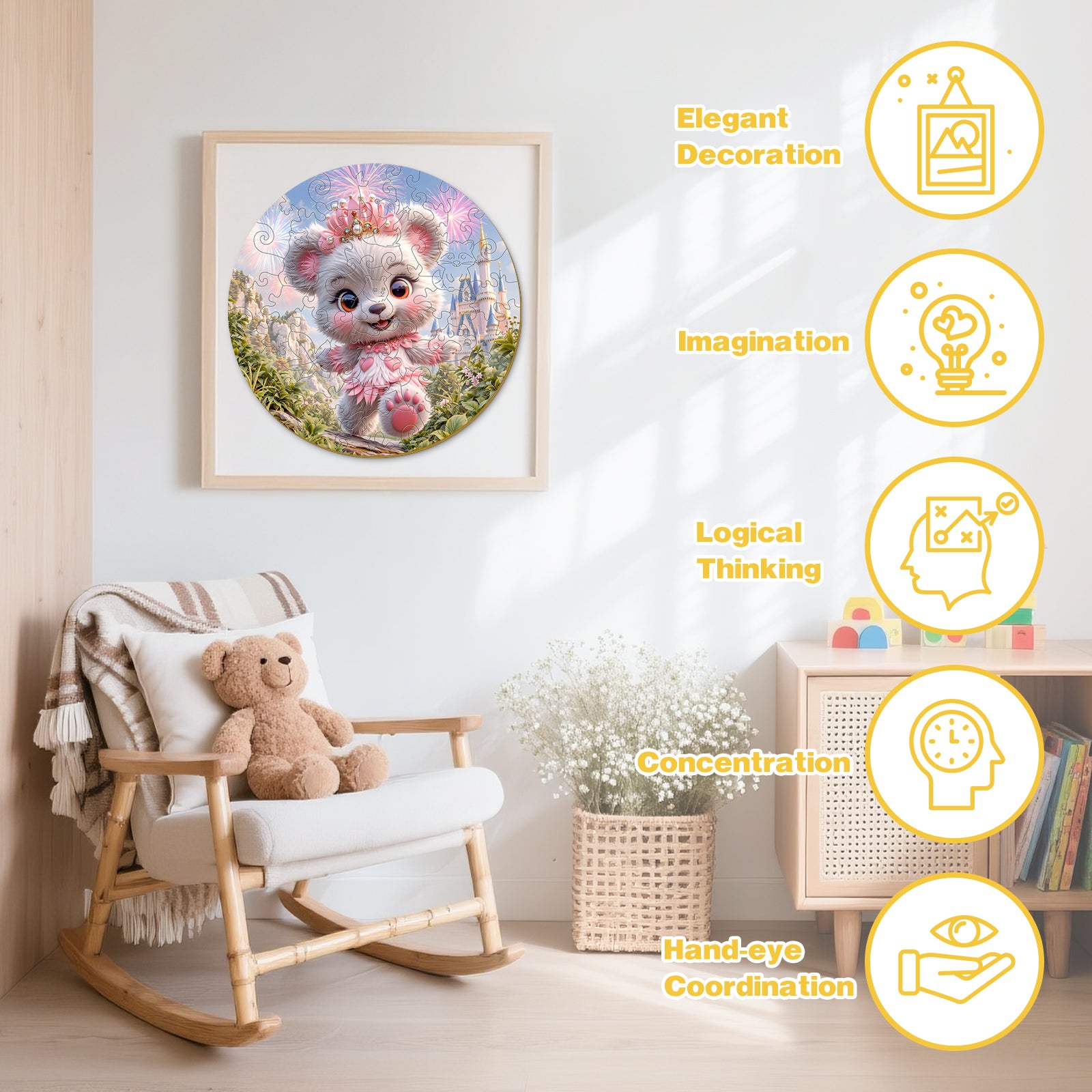 Fairy Bear Forest Wood Jigsaw Puzzle Early Development Gift - Aeekdook