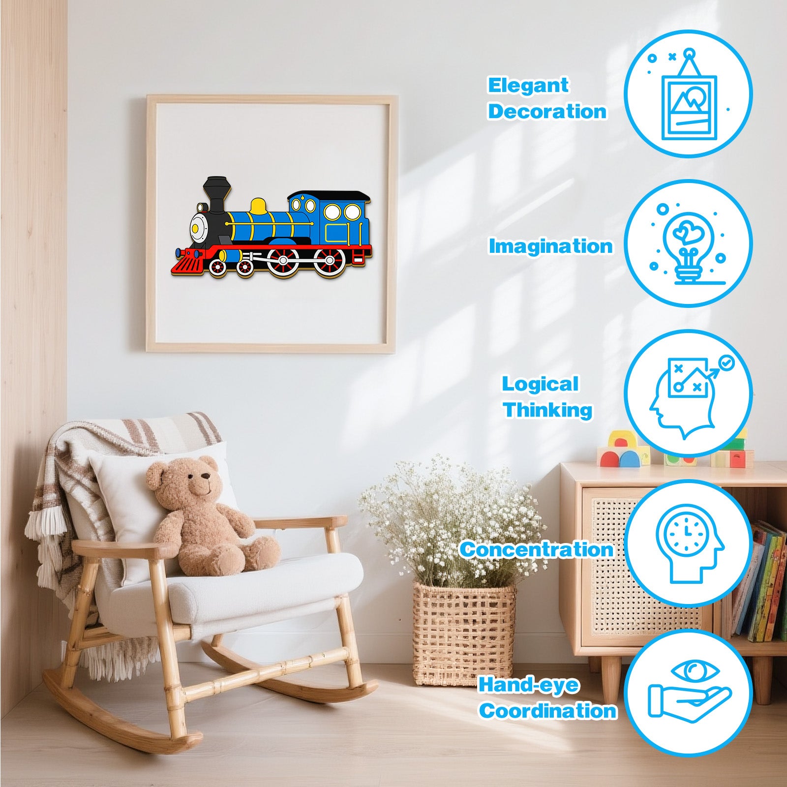 Double-sided Steam Train Wooden Puzzle for Kids