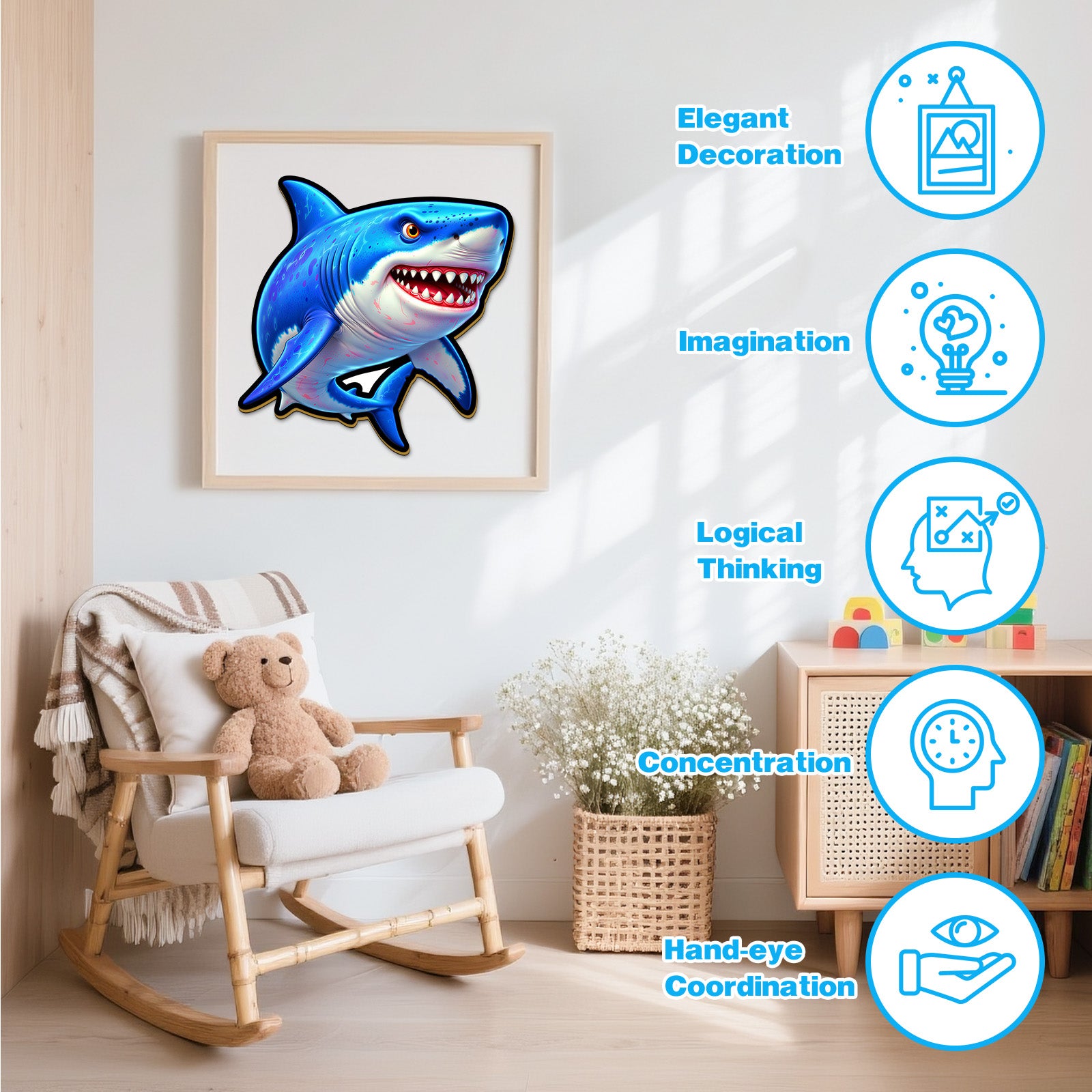 Double-sided Shark Wooden Puzzle for Children