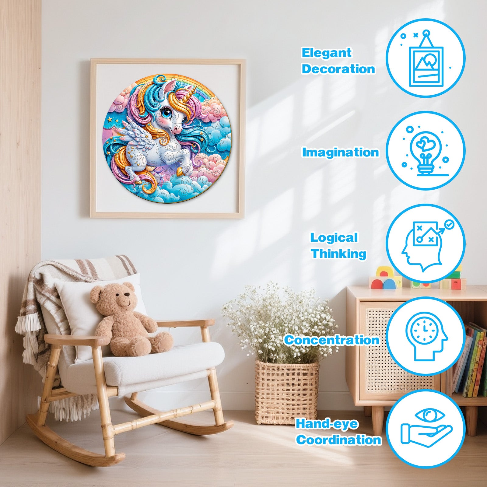 Celestial Unicorn Galaxy Wooden Puzzle for Kids - Aeekdook