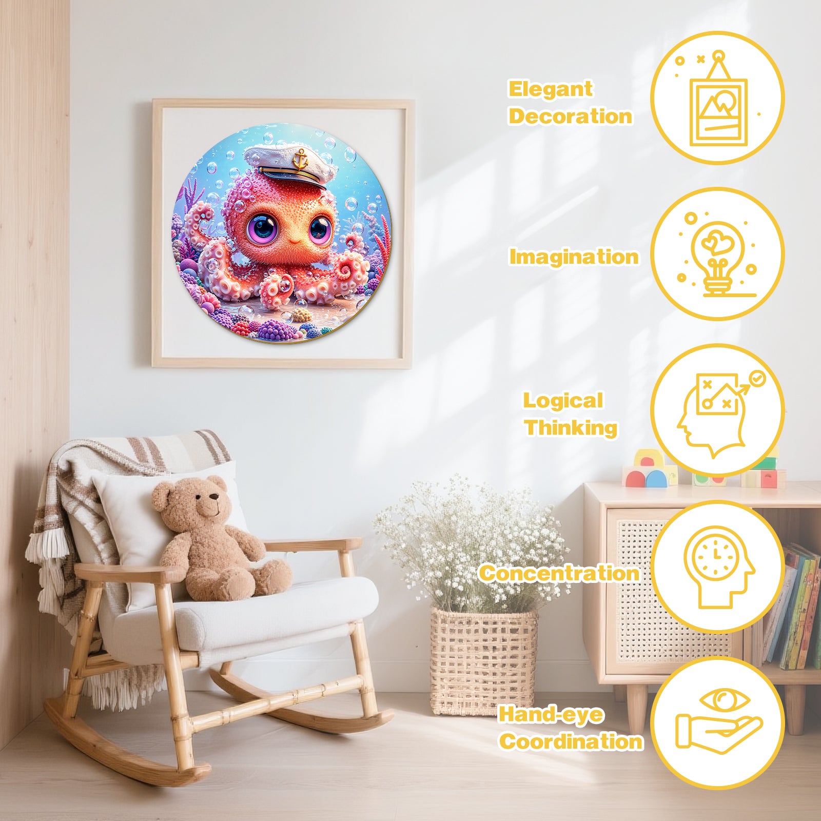 Ocean Octopus Wooden Puzzle for Toddlers - Aeekdook