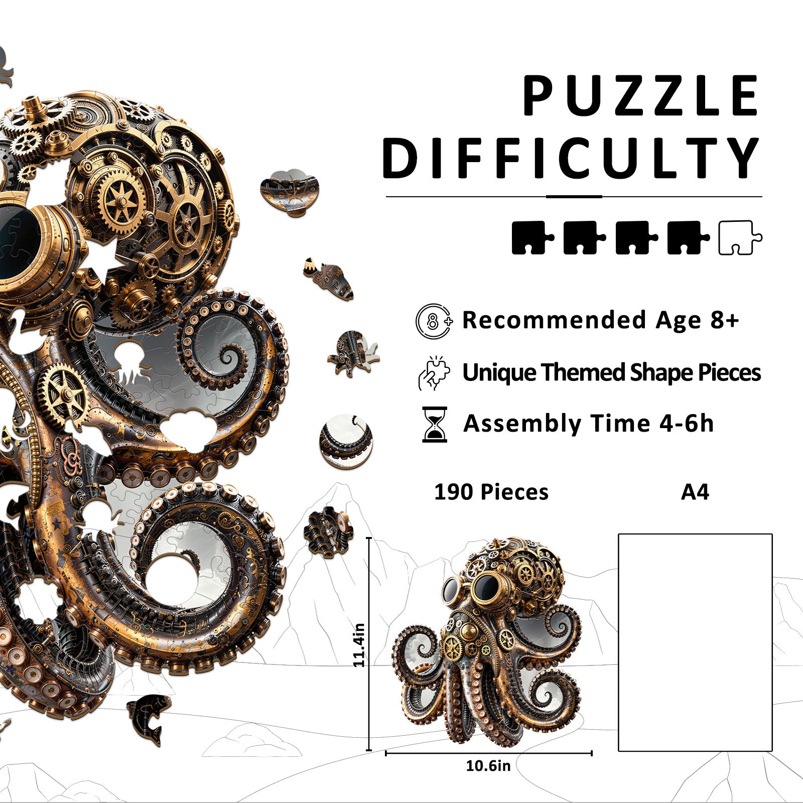Mechanical Octopus Wooden Jigsaw Puzzles