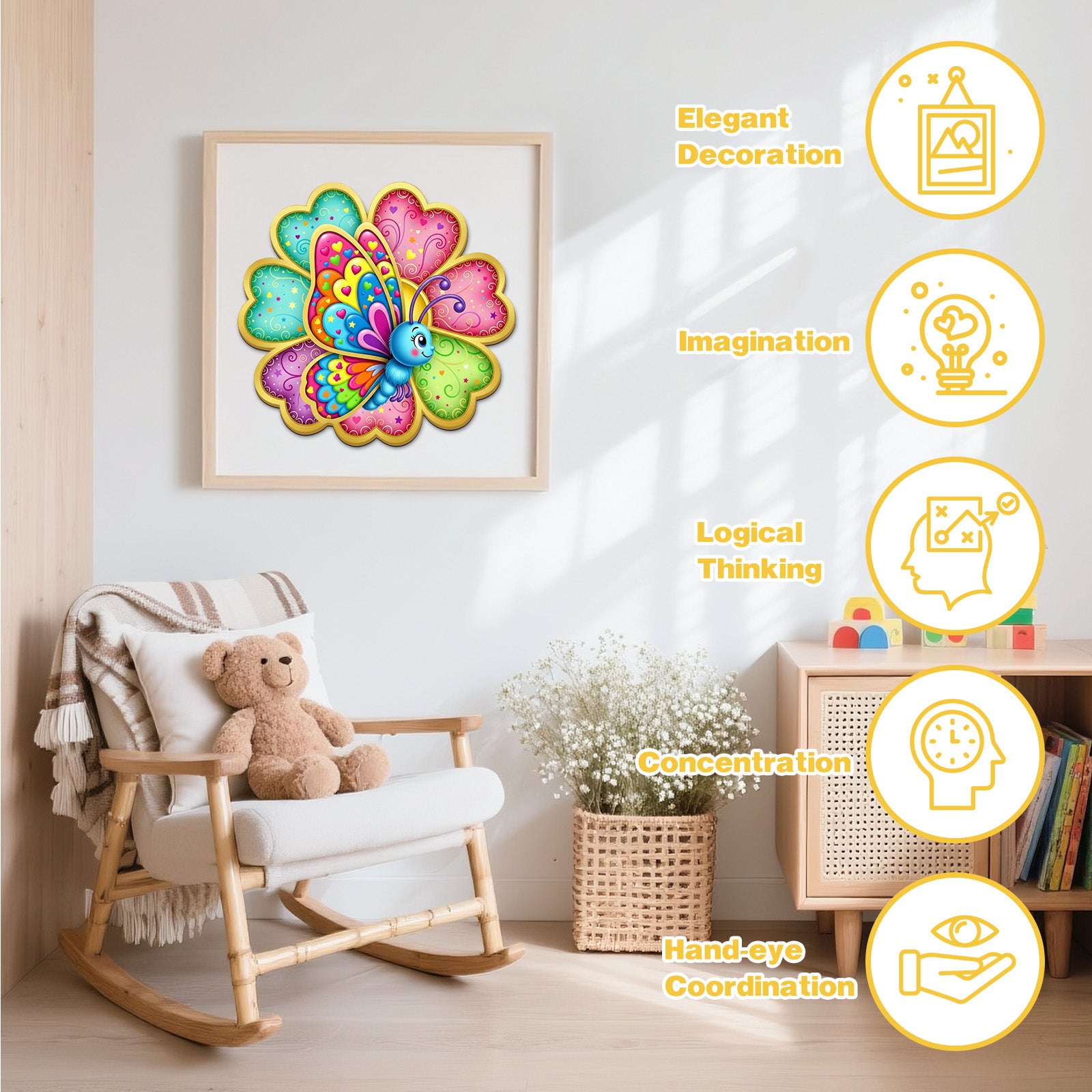 Butterfly and Caterpillar Wood Puzzle Toy for Kids