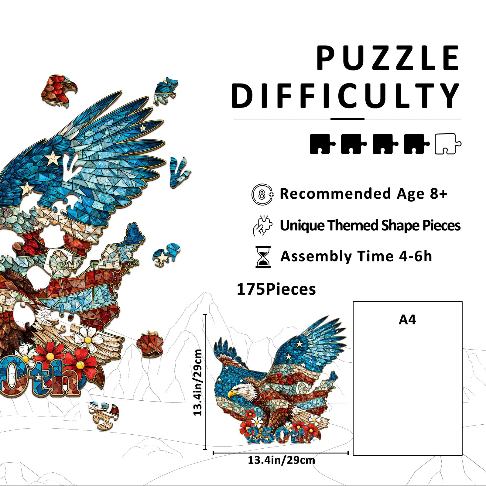 Stained Glass 250th USA Wooden Puzzles for Adults