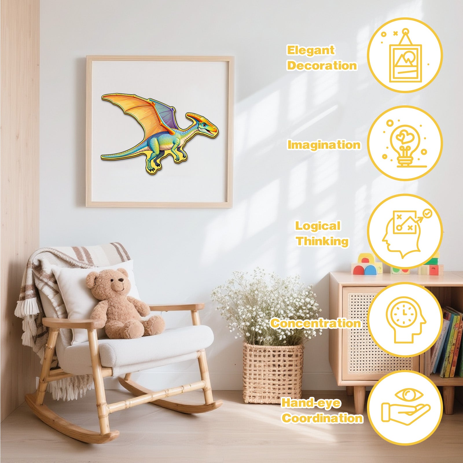 Double-sided Pterosaur Wooden Jigsaw Puzzle for Kids