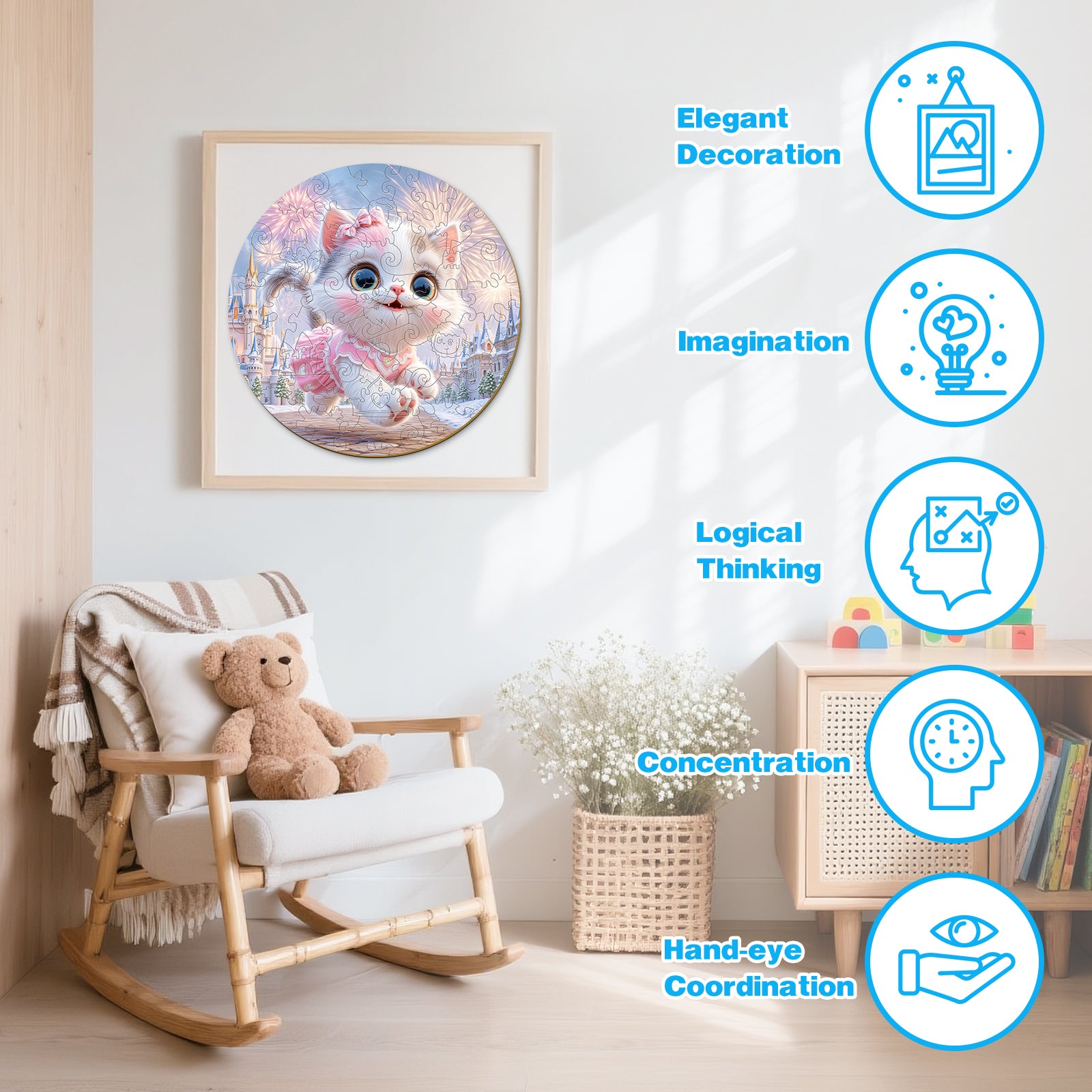 Fairy Cat Fantasy Wooden Jigsaw Puzzle for Children - Aeekdook