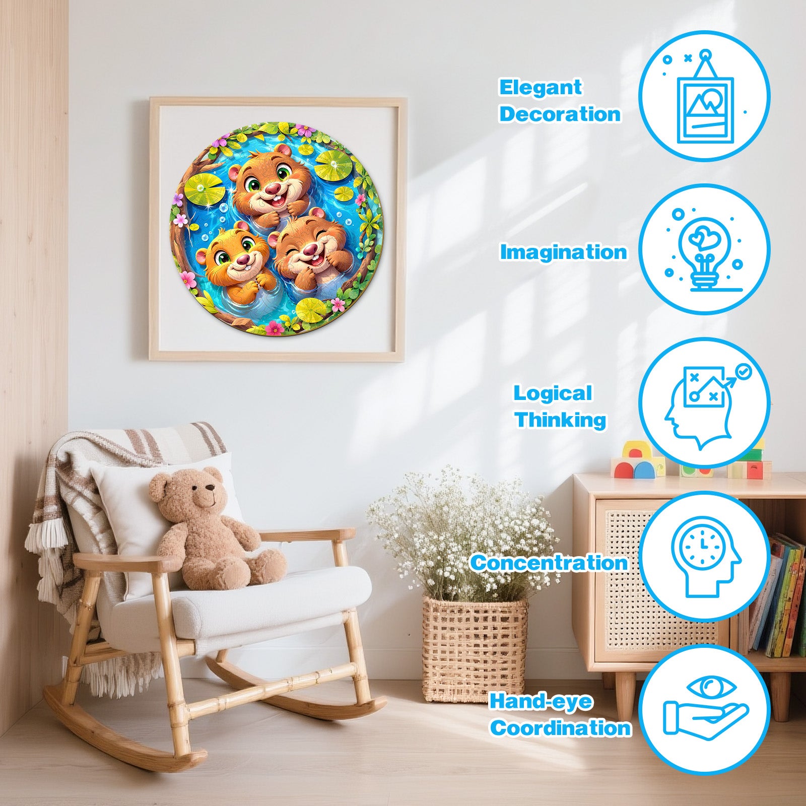 Cute Beavers 50 Pieces Kids Wood Puzzle