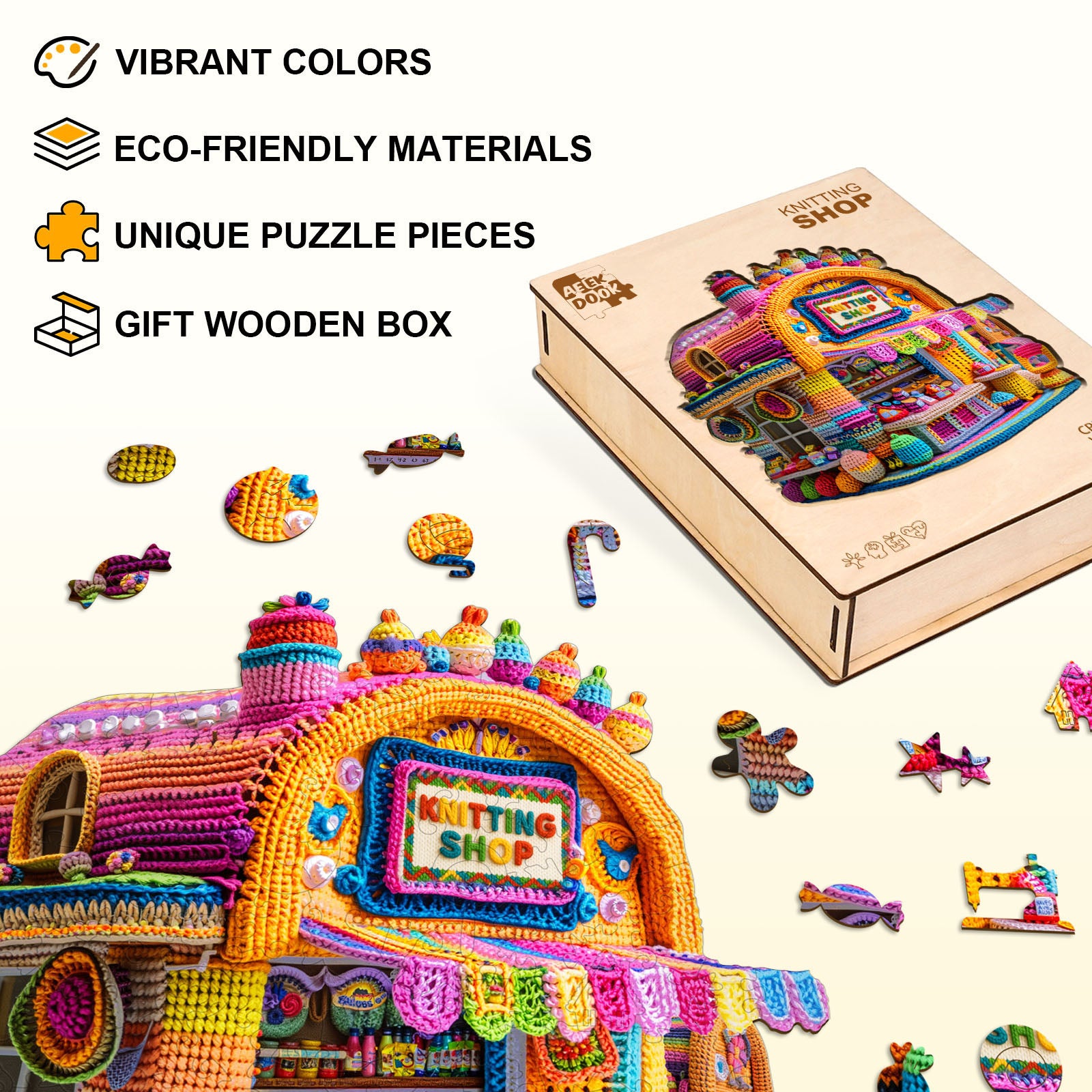 Knitting Shop Unique Wooden Puzzles - Aeekdook