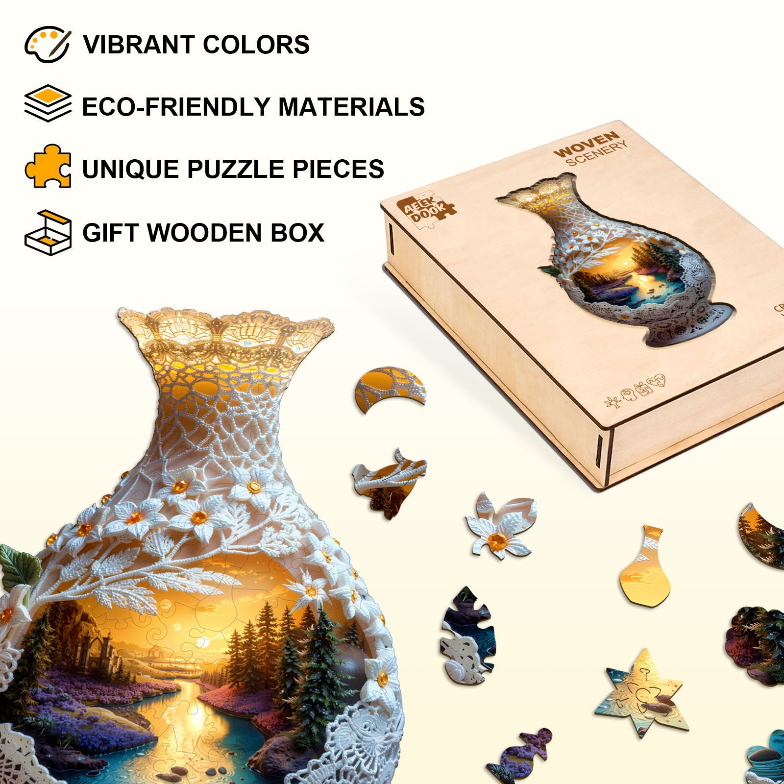 Woven Scenery Wooden Jigsaw Puzzles for Adults - Aeekdook