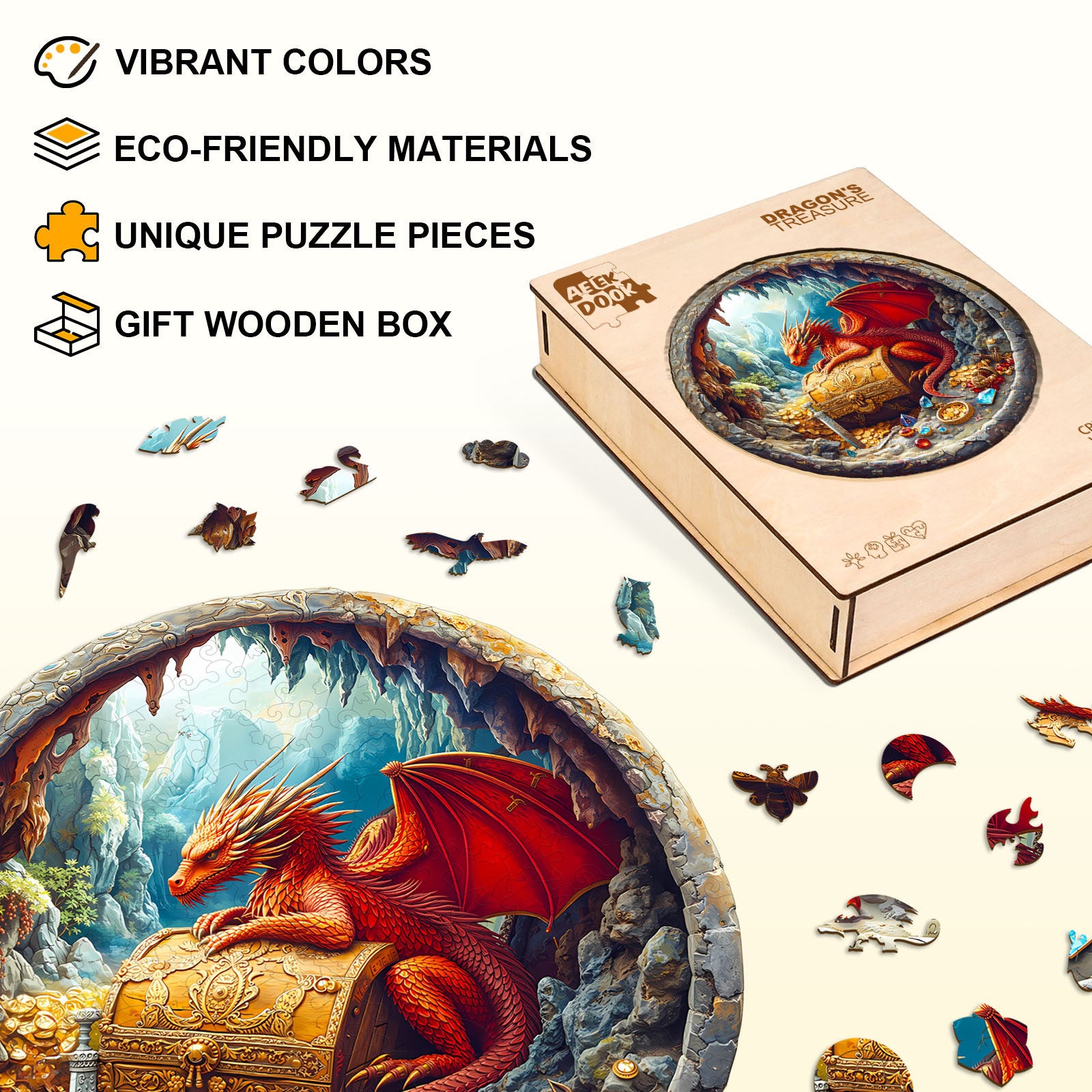 The Dragon Hoard Wooden Jigsaw Puzzles for Adults - Aeekdook