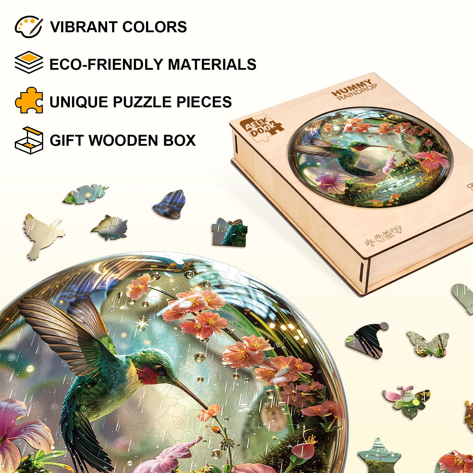 Hummy Raindrop Wooden Puzzles for Adults - Aeekdook