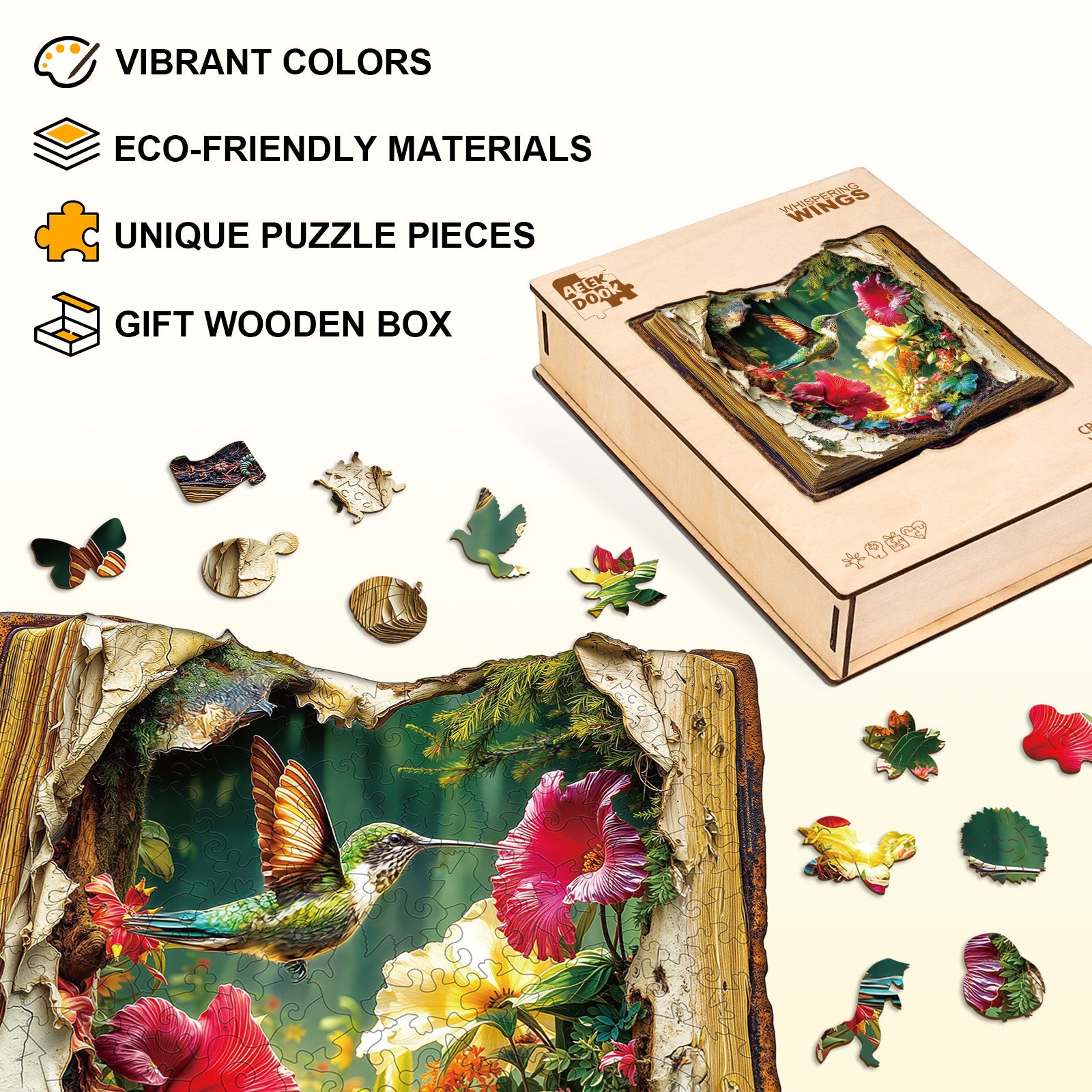 Whispering Wings Wooden Jigsaw Puzzles - Aeekdook
