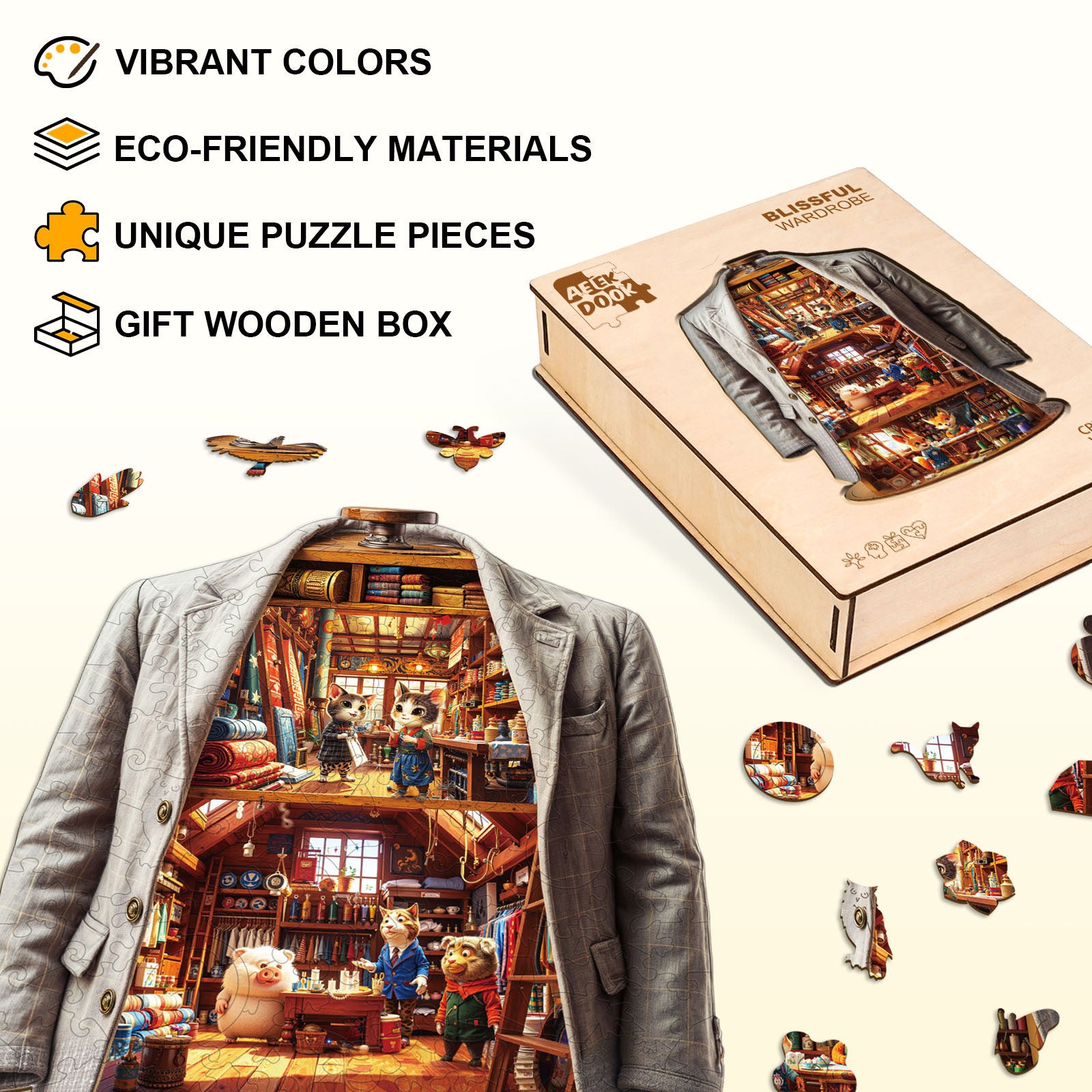 Blissful Wardrobe Wood Puzzles for Adults - Aeekdook