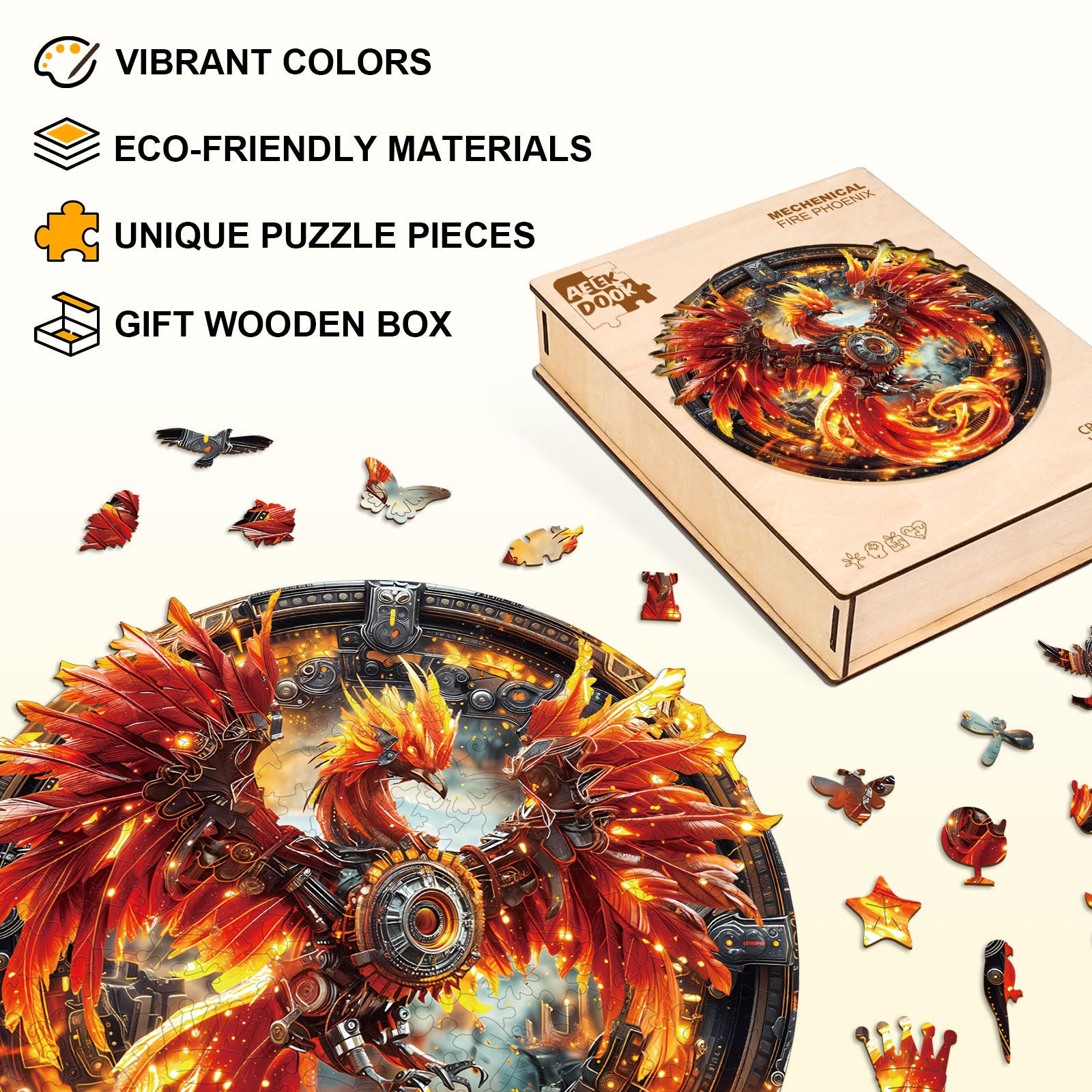 Mechenical Fire Phoenix Wooden Jigsaw Puzzles - Aeekdook