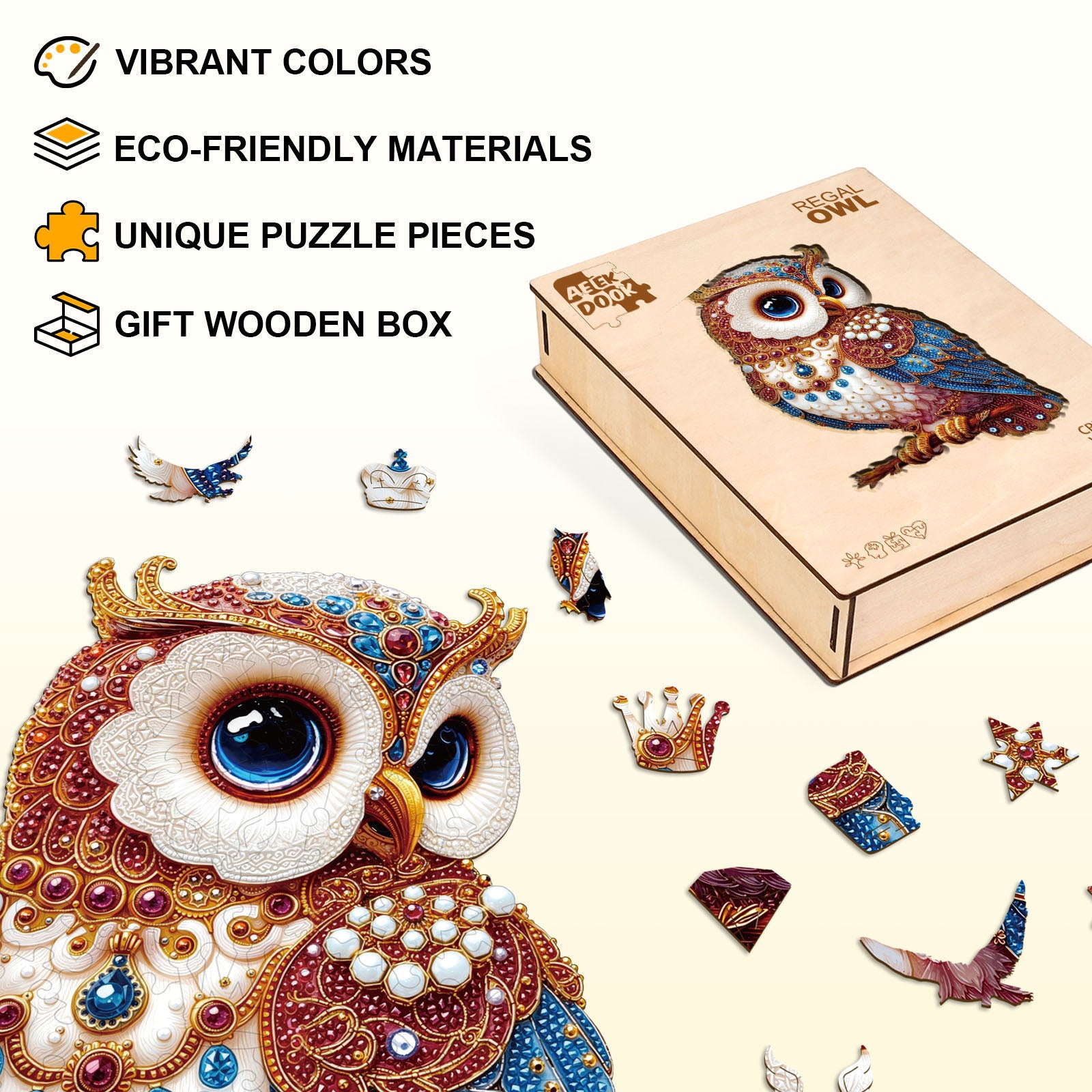 Diamond Art Owl 3D Vision Jigsaw Puzzles - Aeekdook