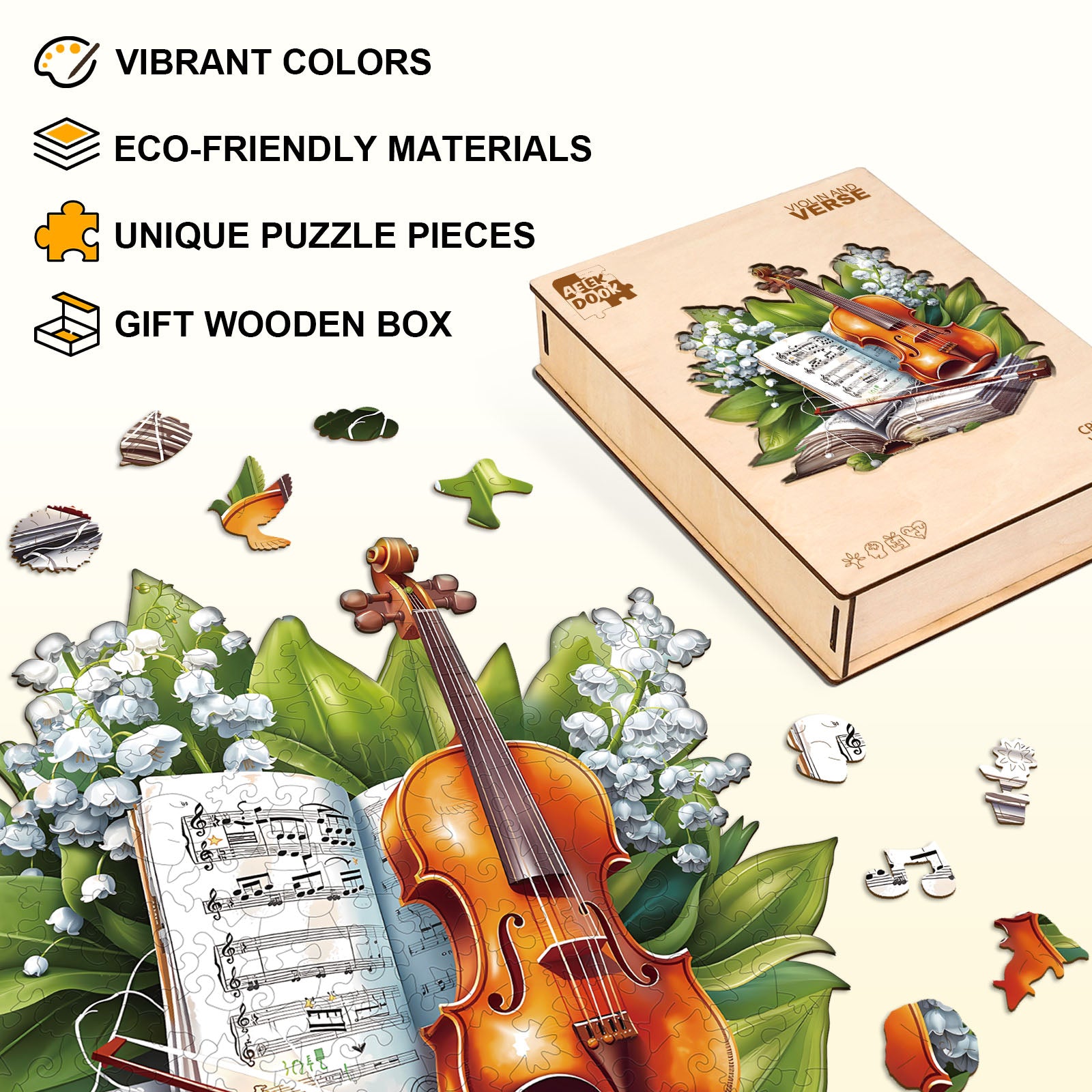 Violin and Verse Unique Wooden Puzzles - Aeekdook