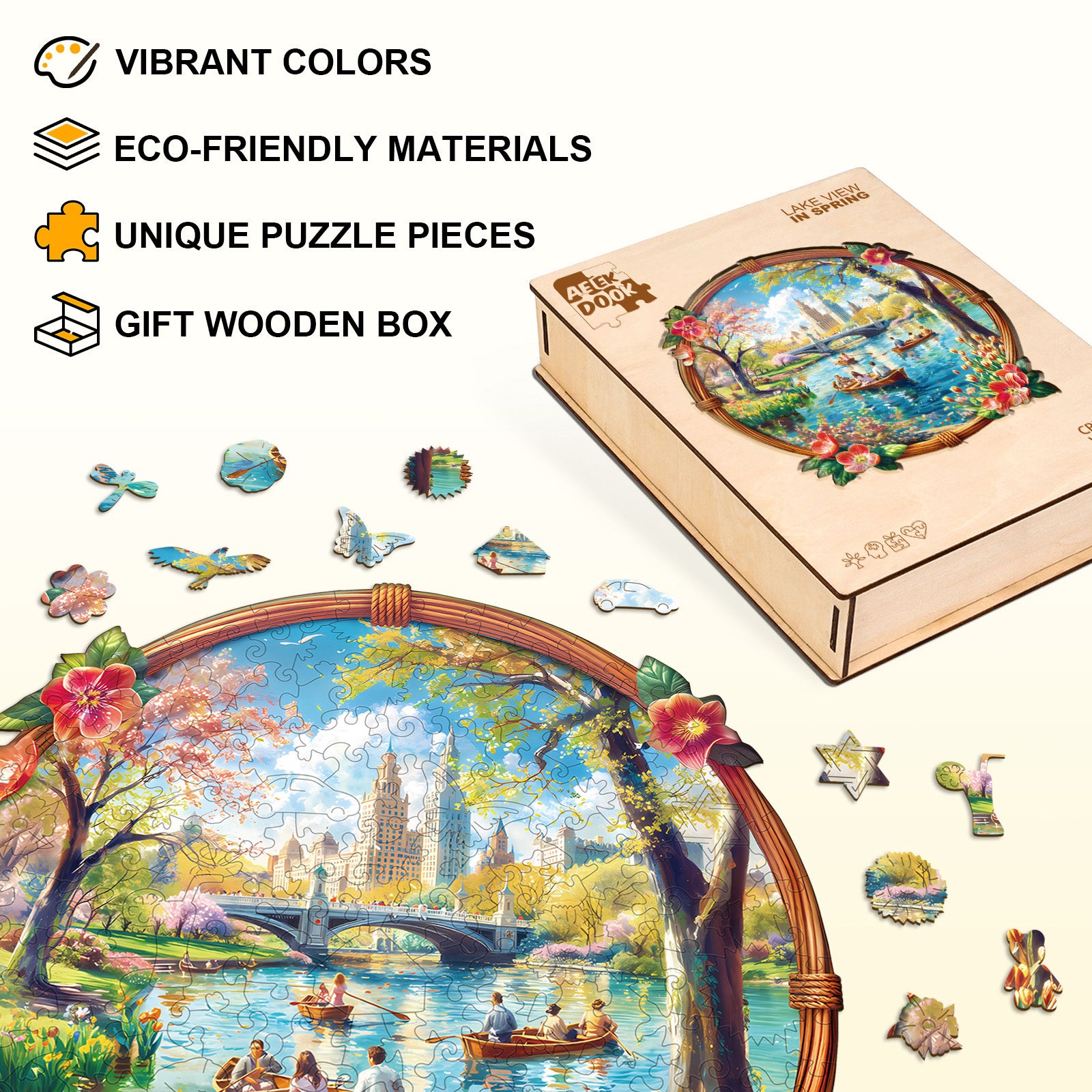 Lake View In Spring Wooden Puzzles for Adults - Aeekdook