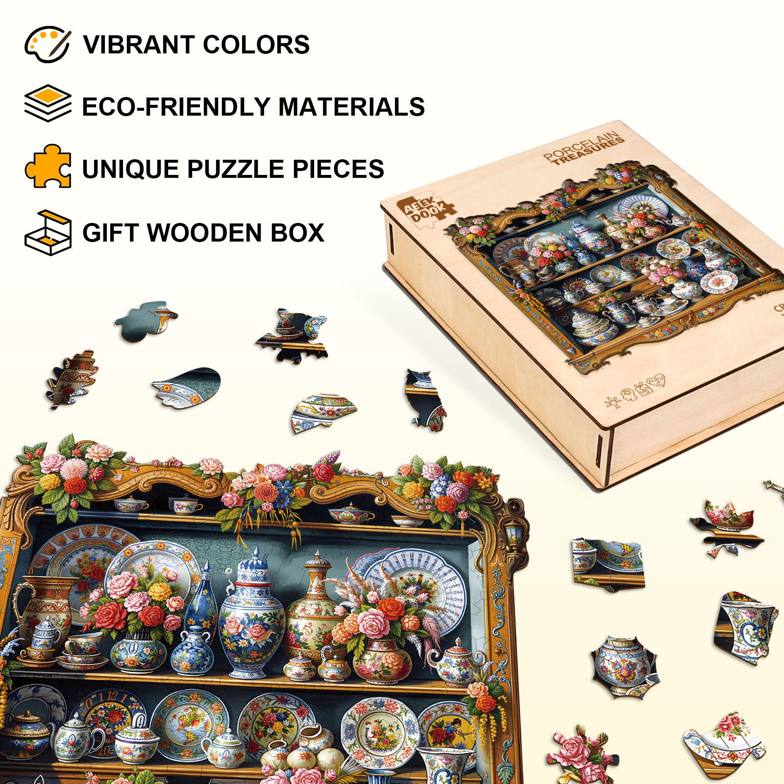 Porcelain Treasures Wooden Puzzles for Adults - Aeekdook