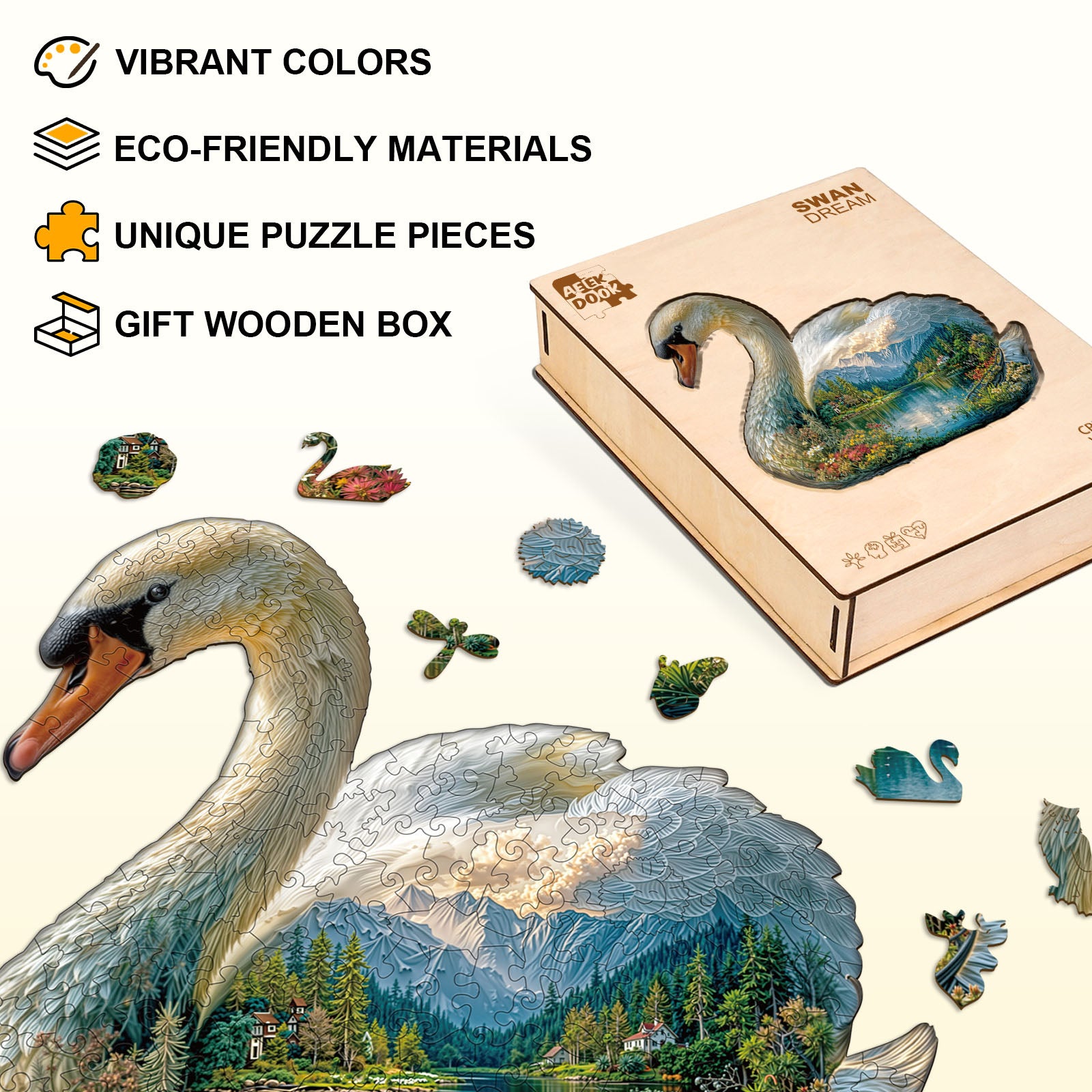 Swan Dream Wooden Jigsaw Puzzles - Aeekdook