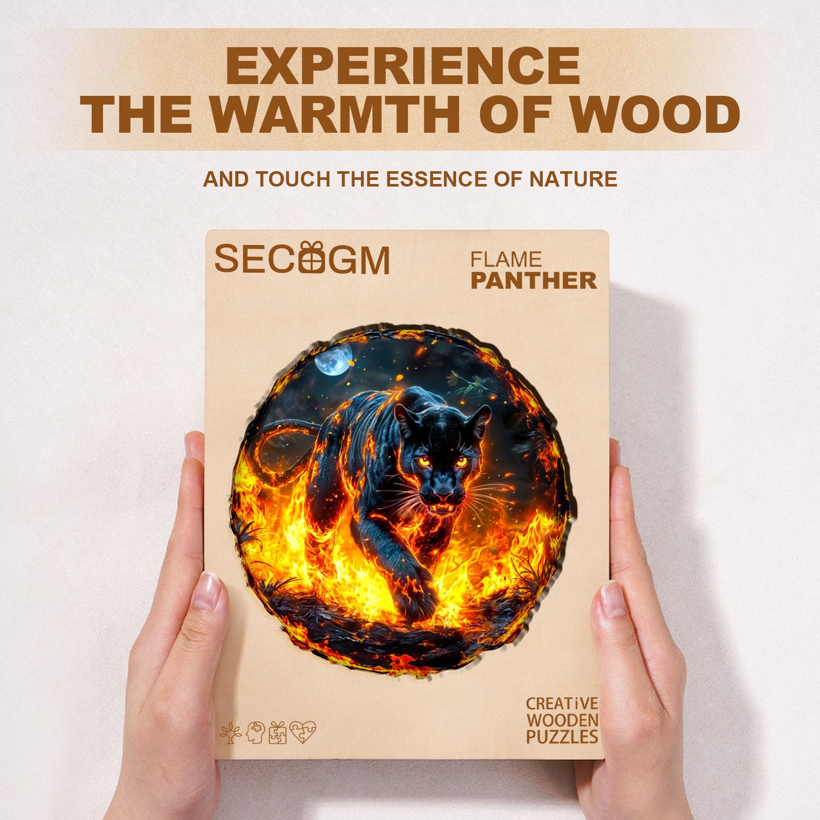 Flame Panther Unique Shape Wood Puzzle Cool Animal - Aeekdook