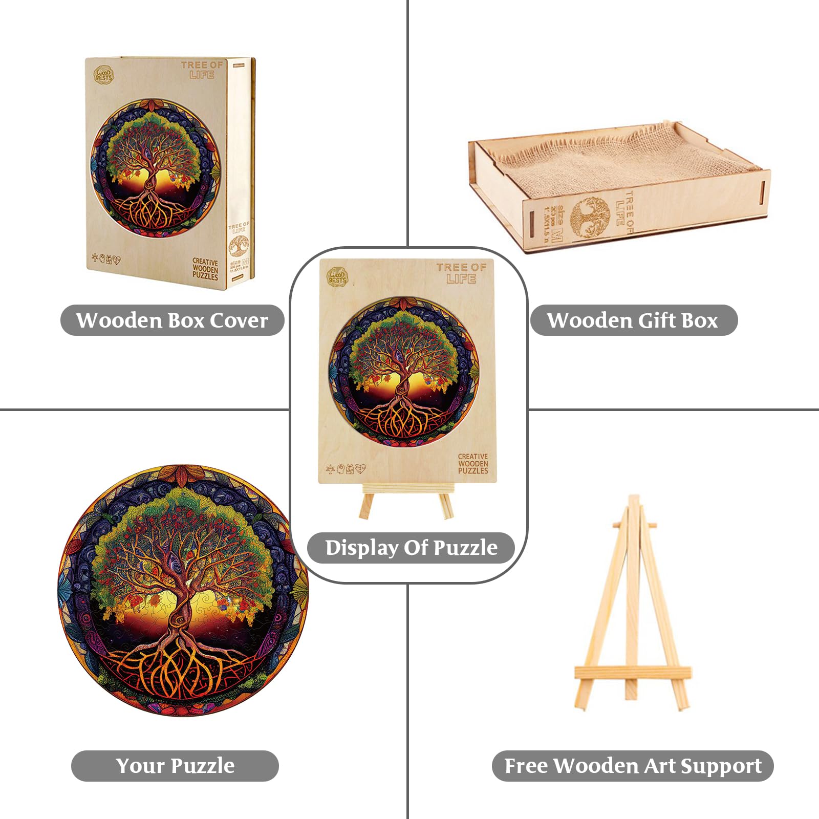 Twilight Tree of Life Wood Puzzle Dreamy Nature Art - Aeekdook