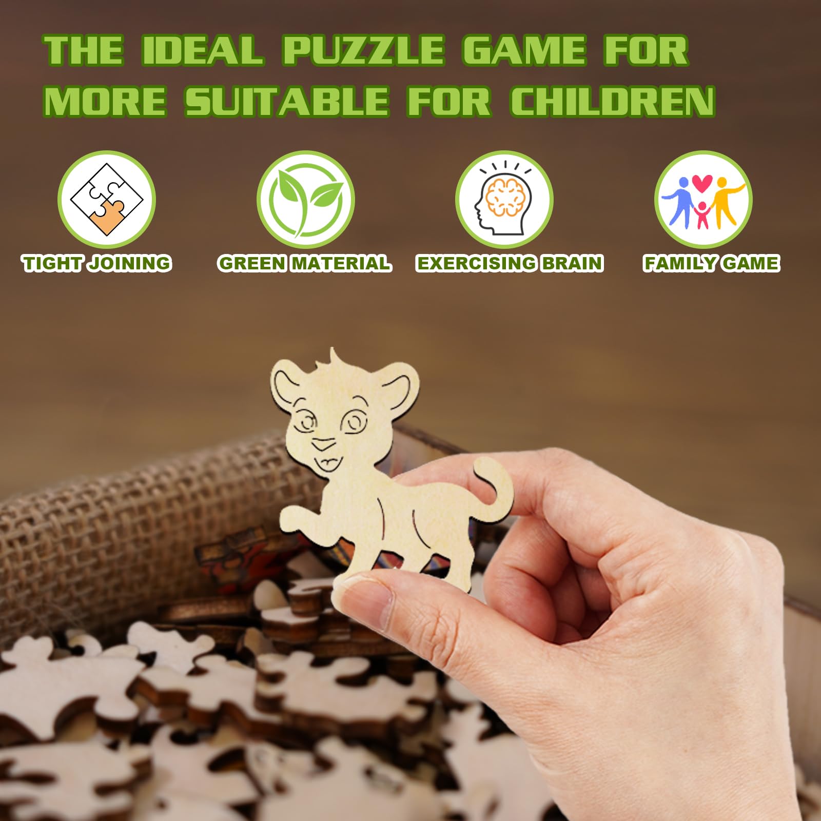 Cute Leopard 50 Piece Kids Wood Puzzle Ages 3-7 - Aeekdook