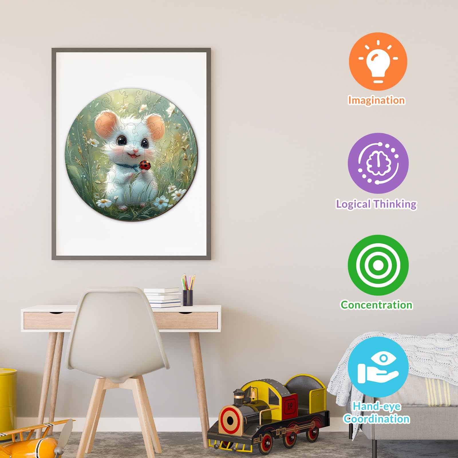 Woodland Mouse 50 Piece Kids Wood Puzzle - Aeekdook