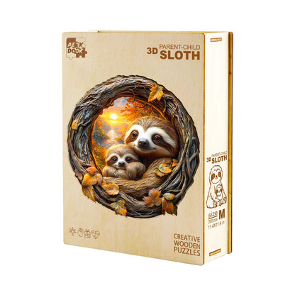 3D Parent-Child Sloth Wooden Puzzle
