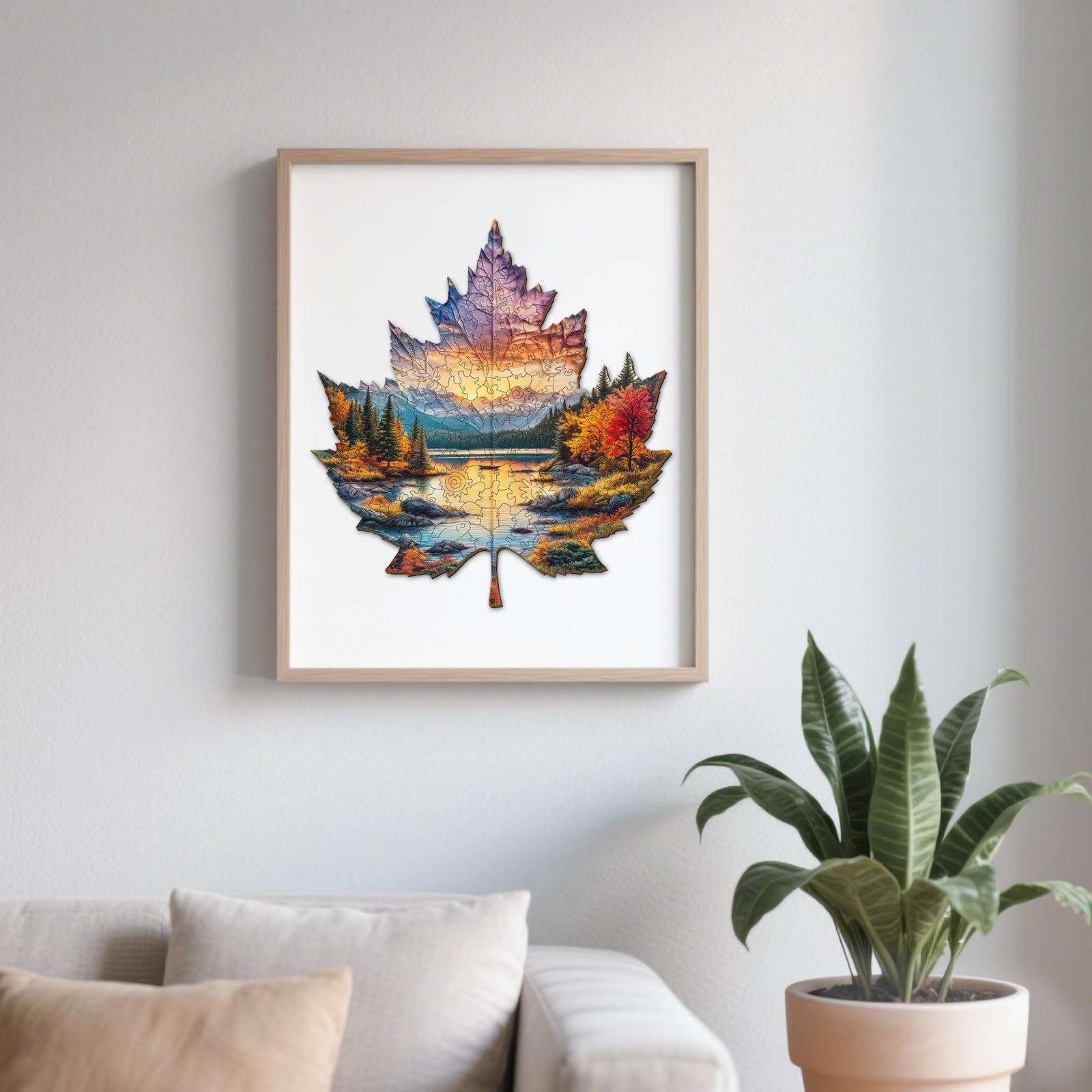 Sunset Maple Wood Puzzle Autumn Landscape Artwork - Aeekdook