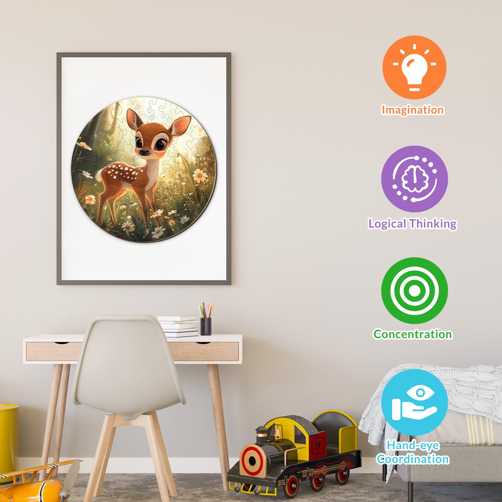 Cute Deer 50 Piece Kids Wood Puzzle Woodland Gift - Aeekdook
