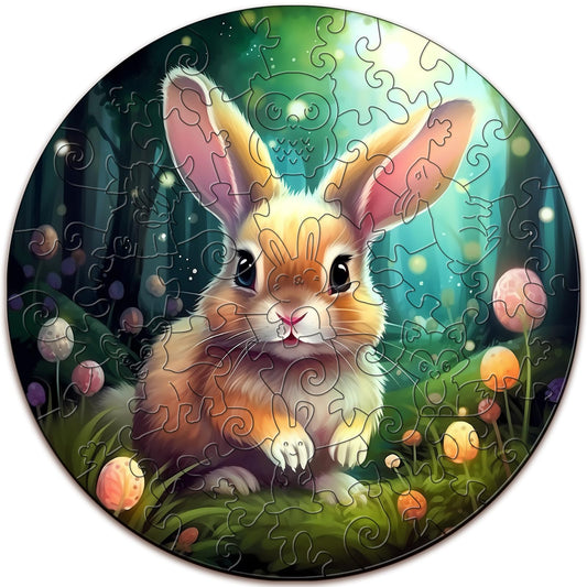 Cute Bunny Wooden Puzzle 50 Pieces for Kids Ages 4-8