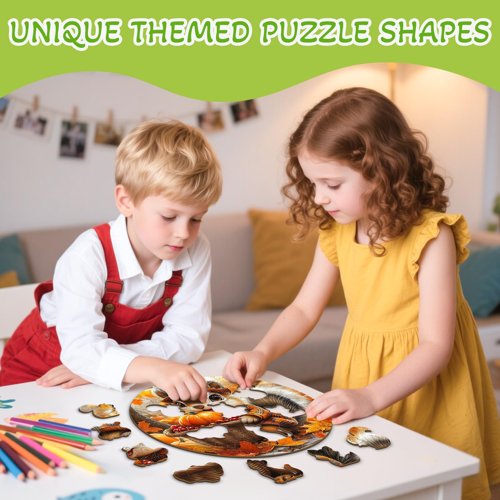 Squirrel's Harvest 50 Piece Kids Wood Puzzle - Aeekdook