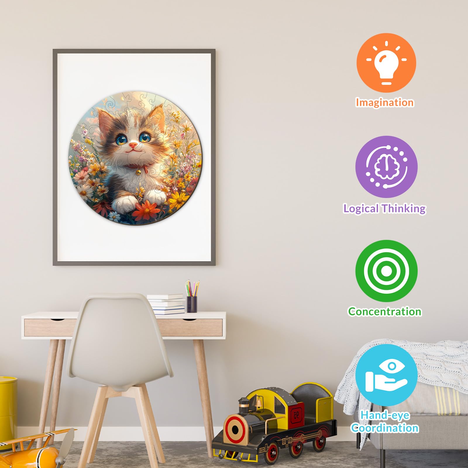 Lovely Cat 50 Piece Kids Wood Puzzle Kitten Gift - Aeekdook