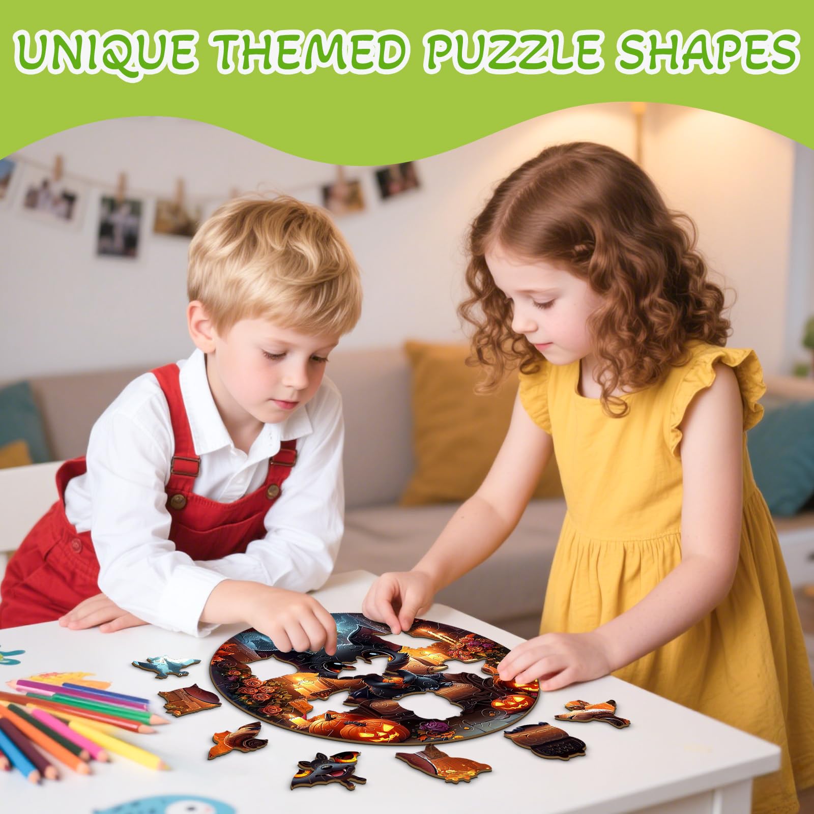 Halloween Black Bat 50 Piece Kids Wood Puzzle Gift - Aeekdook