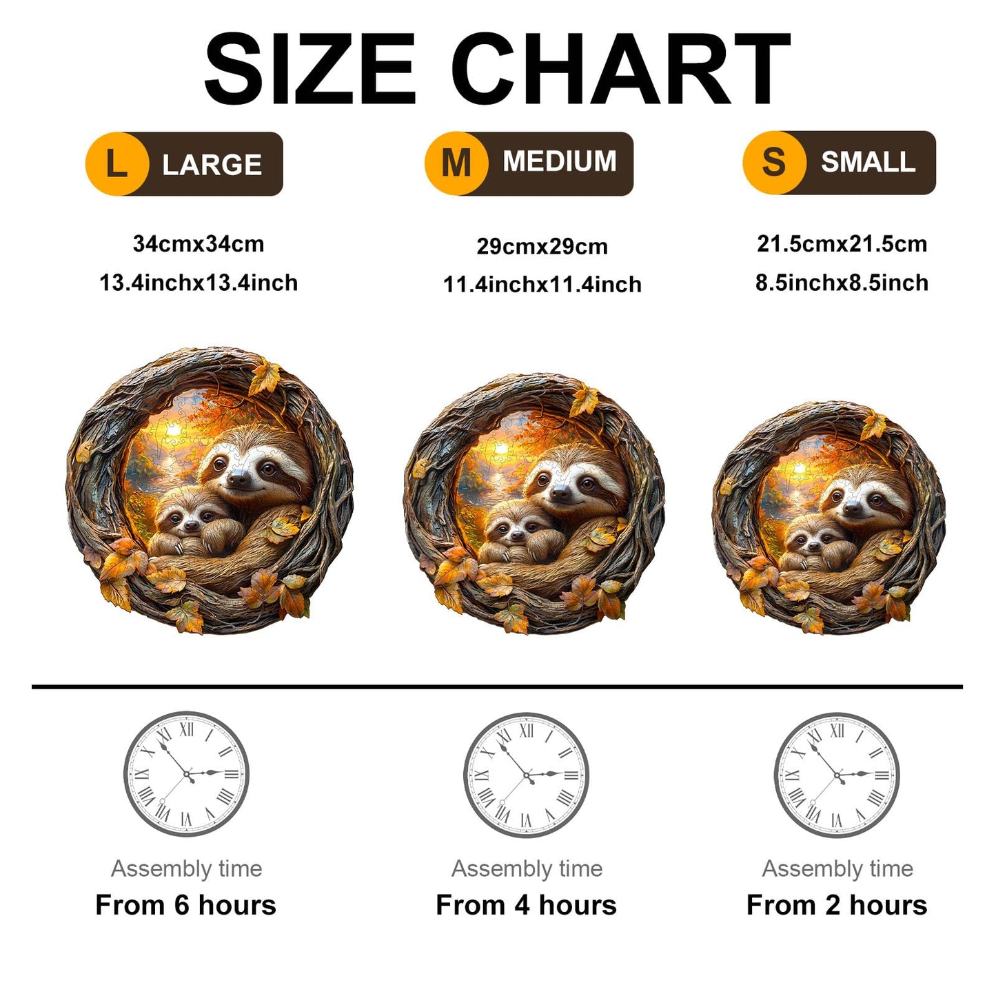 3D Parent-Child Sloth Wooden Puzzle