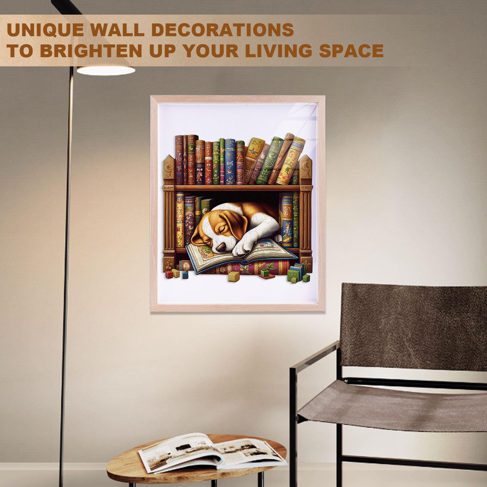 Bookshelf Beagle Dog Wood Puzzle Reading Lovers Gift - Aeekdook