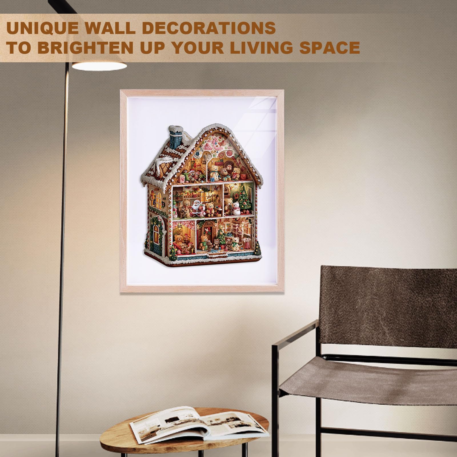 Christmas Bear's House Wood Puzzle Holiday Hut Decor - Aeekdook