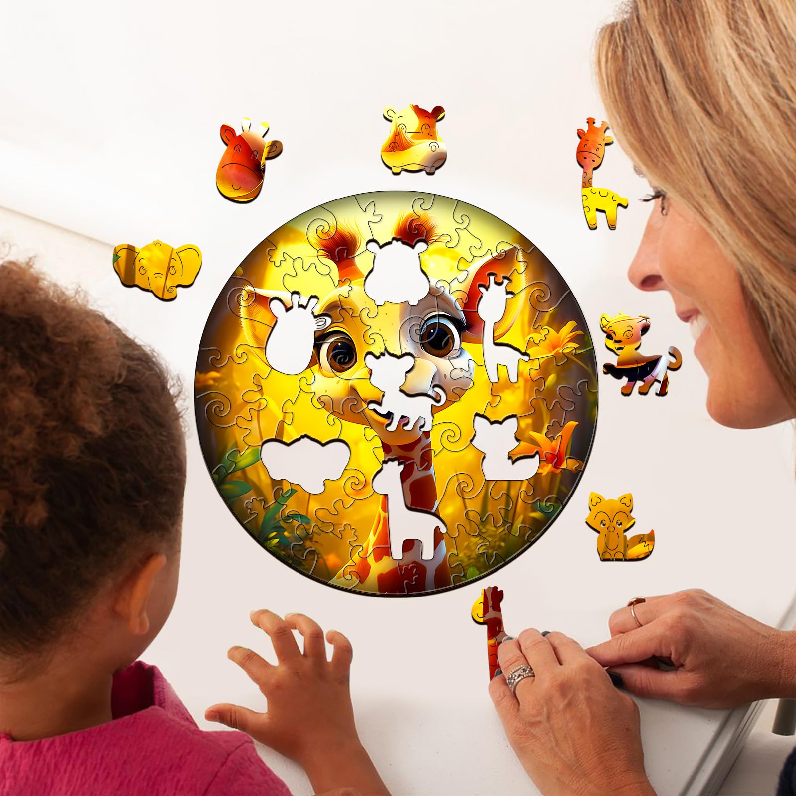 Giraffe 50 Piece Wood Puzzle for Kids Learning Toy - Aeekdook