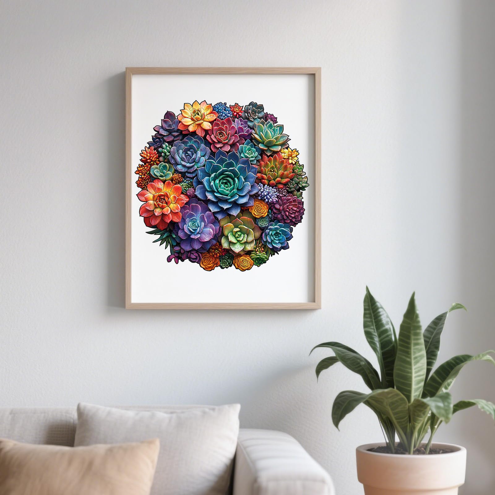 Mandala Succulent Unique Shape Wood Puzzle for Zen - Aeekdook