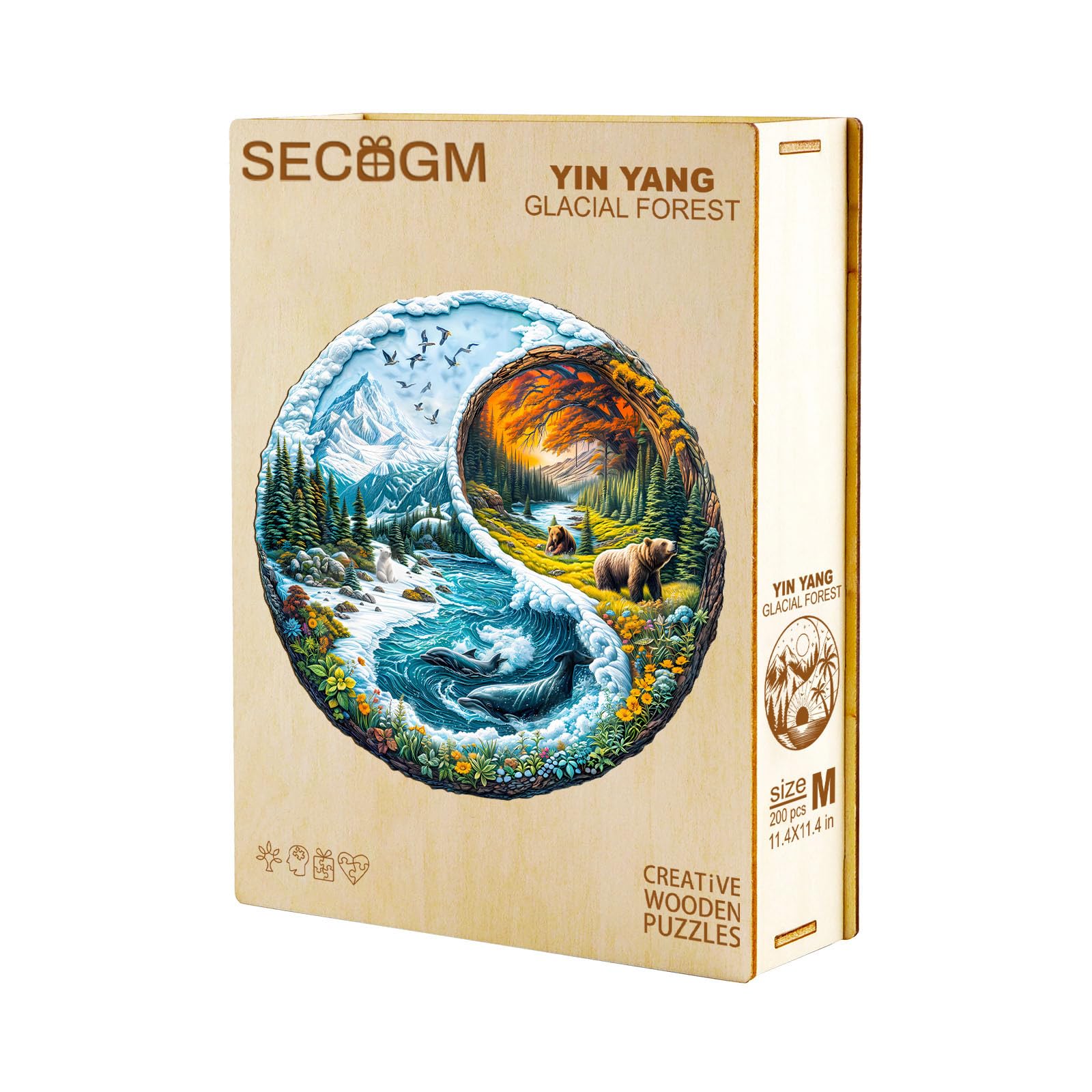 Yin Yang Glacial Forest Unique Shape Wood Puzzle - Aeekdook