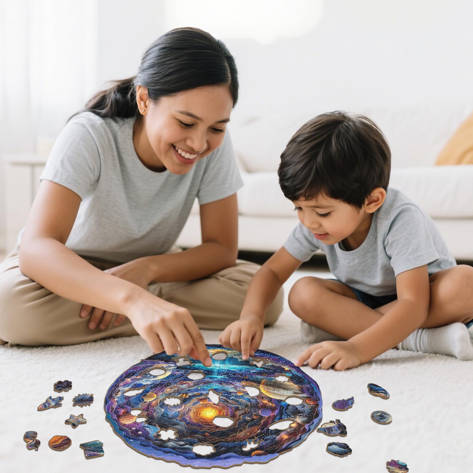 Colorful Space Wood Puzzle Galaxy & Planets Theme - Aeekdook