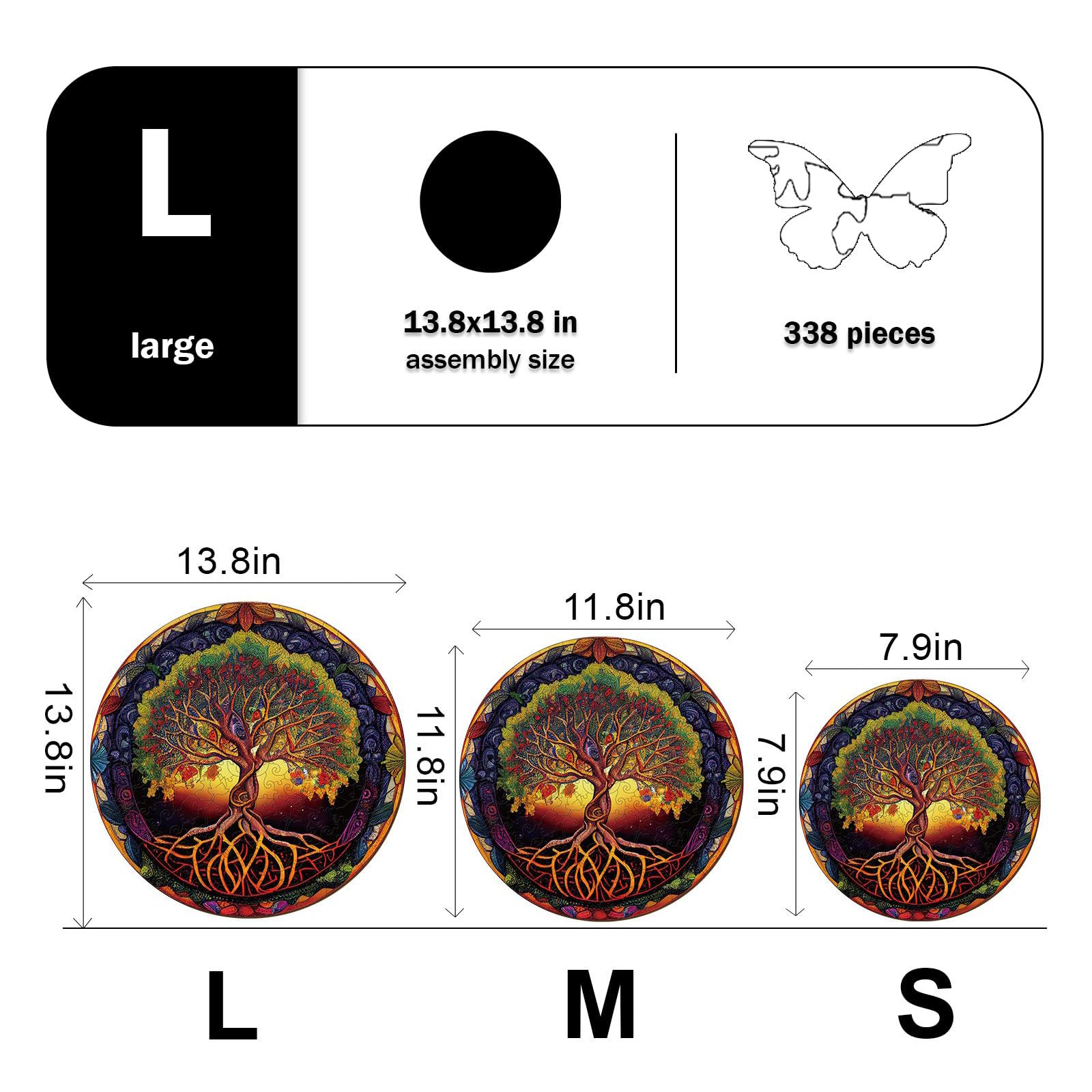 Twilight Tree of Life Wood Puzzle Dreamy Nature Art - Aeekdook