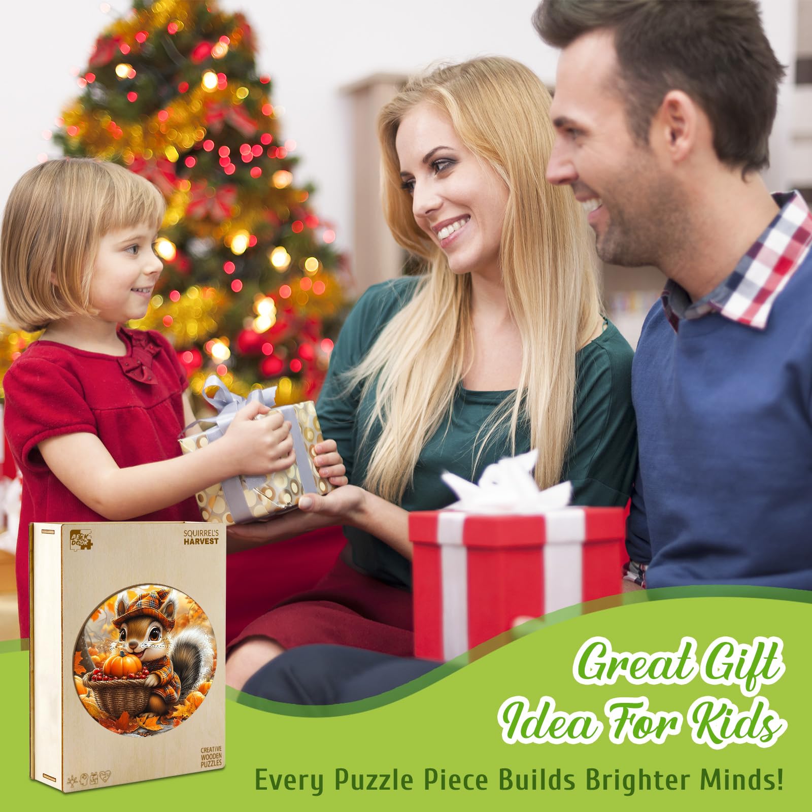 Squirrel's Harvest 50 Piece Kids Wood Puzzle - Aeekdook